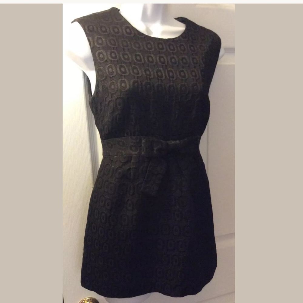 MILLY New York Black Peplum Tunic Textured Top Blouse Bow Shirt Designer Sleek